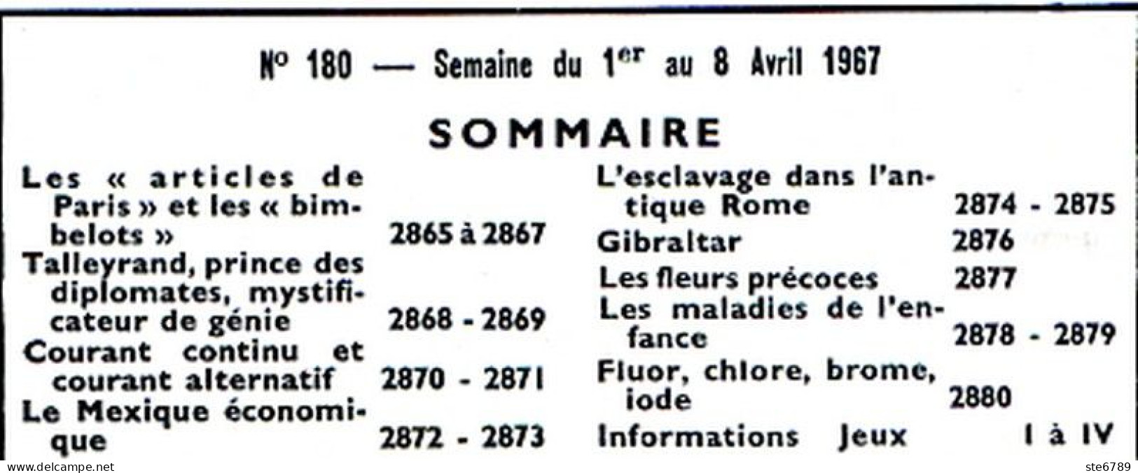 Tout L'univers 1967 N° 180 Articles Paris Bimbelots , Talleyrand , Mexique Econ , Esclavage Antique Rome , Gibraltar , F - Informations Générales