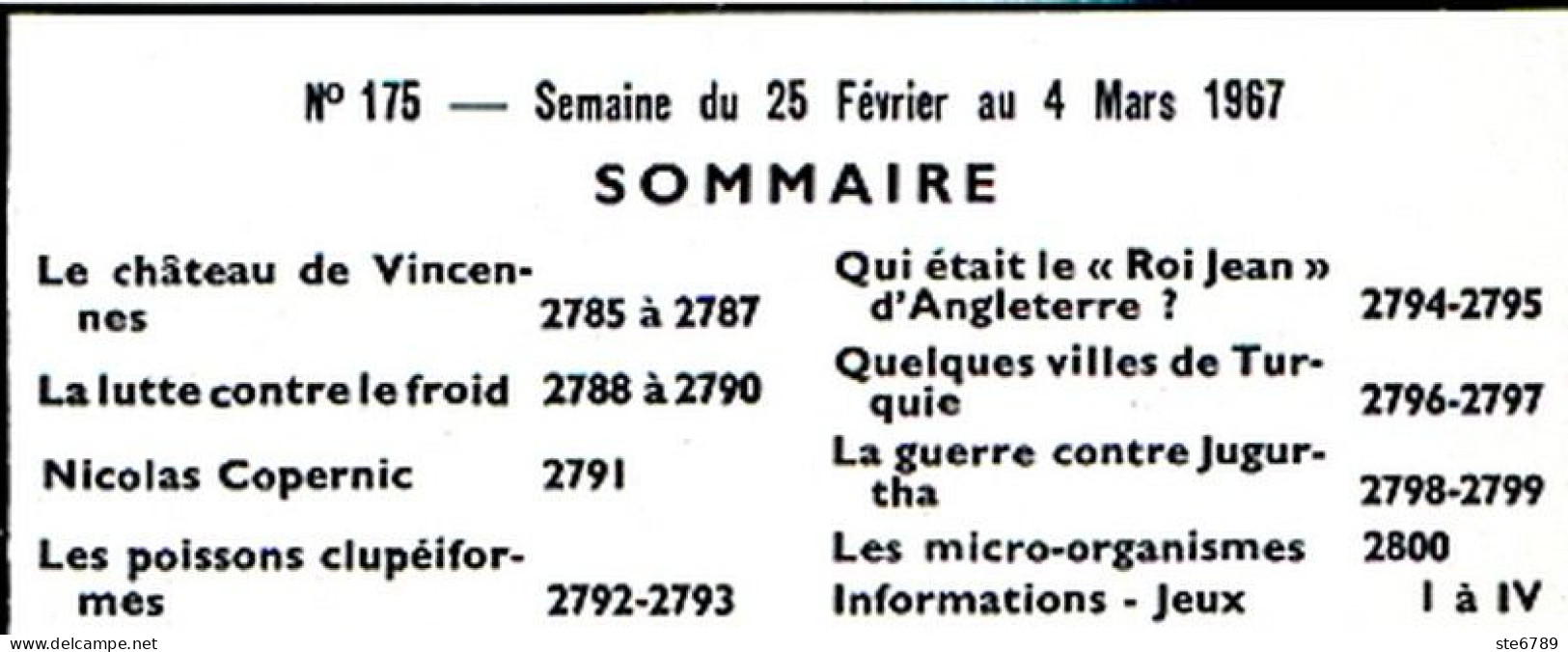 Tout L'univers 1967 N° 175 Chateau Vincennes , Nicolas Copernic , Poissons Clupéiformes , Turquie Villes , Guerre Jugurt - Informaciones Generales