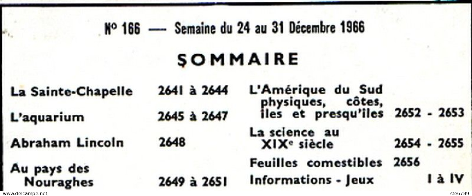 Tout L'univers 1966 N° 166 Sainte Chapelle , Aquarium , Abraham Lincoln , Pays Des Nouraghes , Science 19 ° , Amérique S - Informations Générales