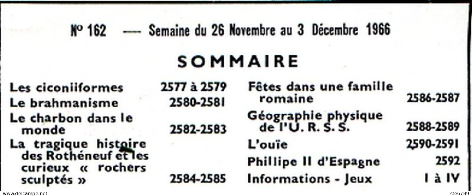 Tout L'univers 1966 N° 162 Ciconiiformes , Brahmanisme , Charbon Monde , Rothéneuf , Fetes Famille Romaine , URSS - Informations Générales