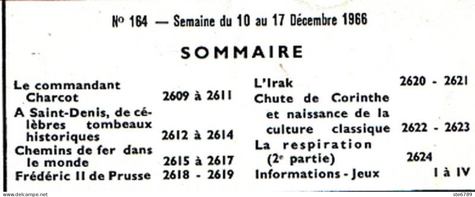 Tout L'univers 1966 N° 164 Commandant Charcot , Saint Denis , Chemins De Fer Monde , Irak , FrédéricII Prusse - Informations Générales