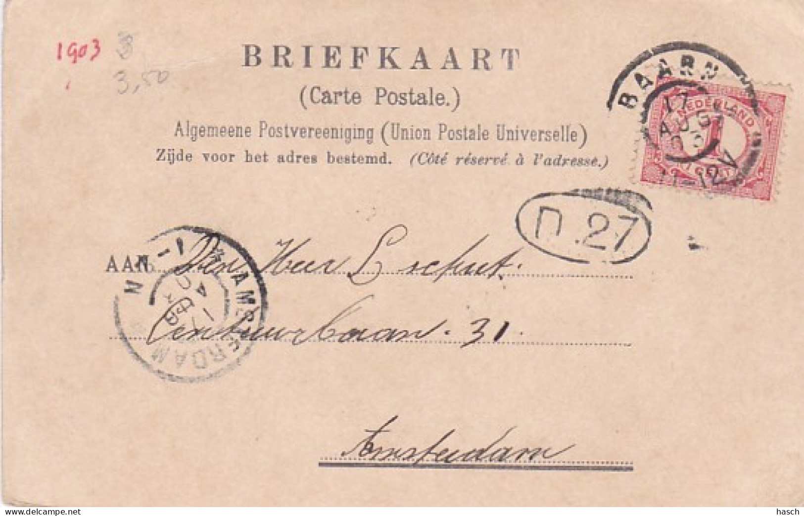 237857Baarn, Villa Gersau (poststempel 1903) (in De Hoeken En Rechtsboven Vouwen) - Baarn
