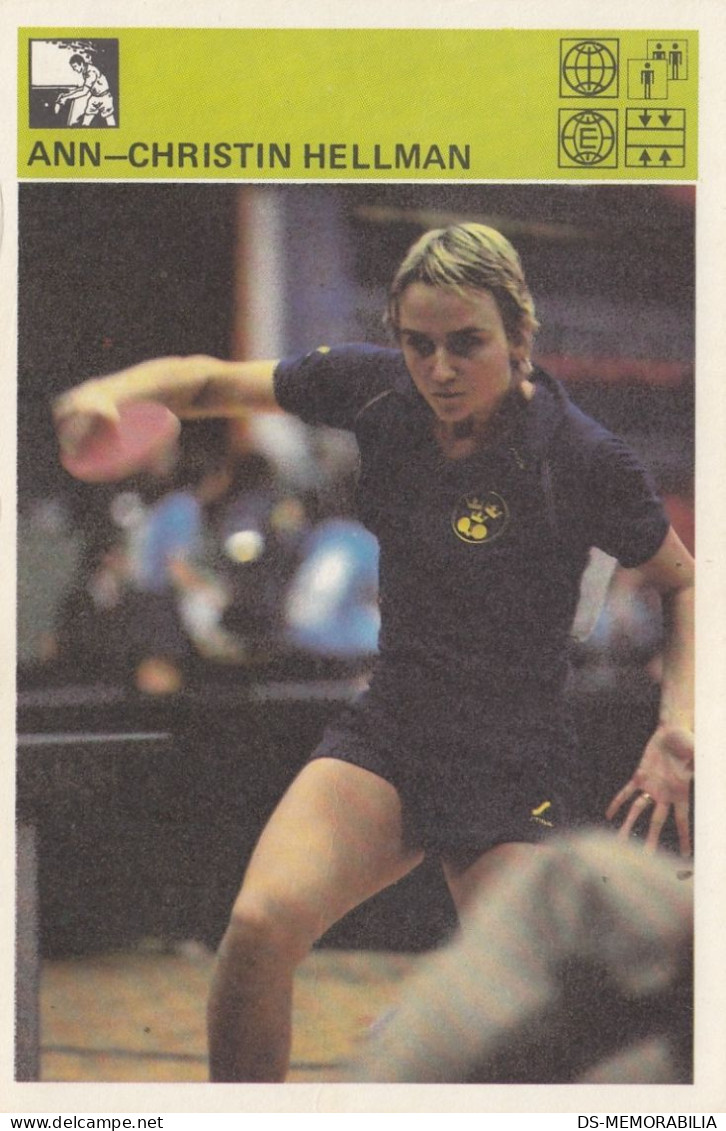 Table Tennis Ann Christin Hellman Sweden Trading Card Svijet Sporta - Tennis De Table