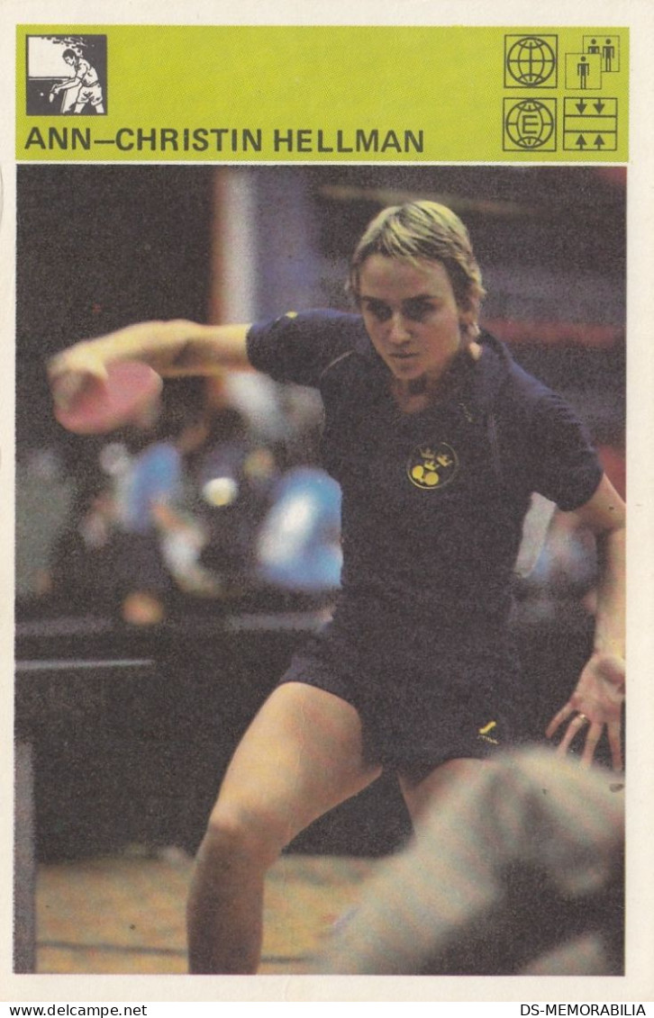 Table Tennis Ann Christin Hellman Sweden Trading Card Svijet Sporta - Table Tennis