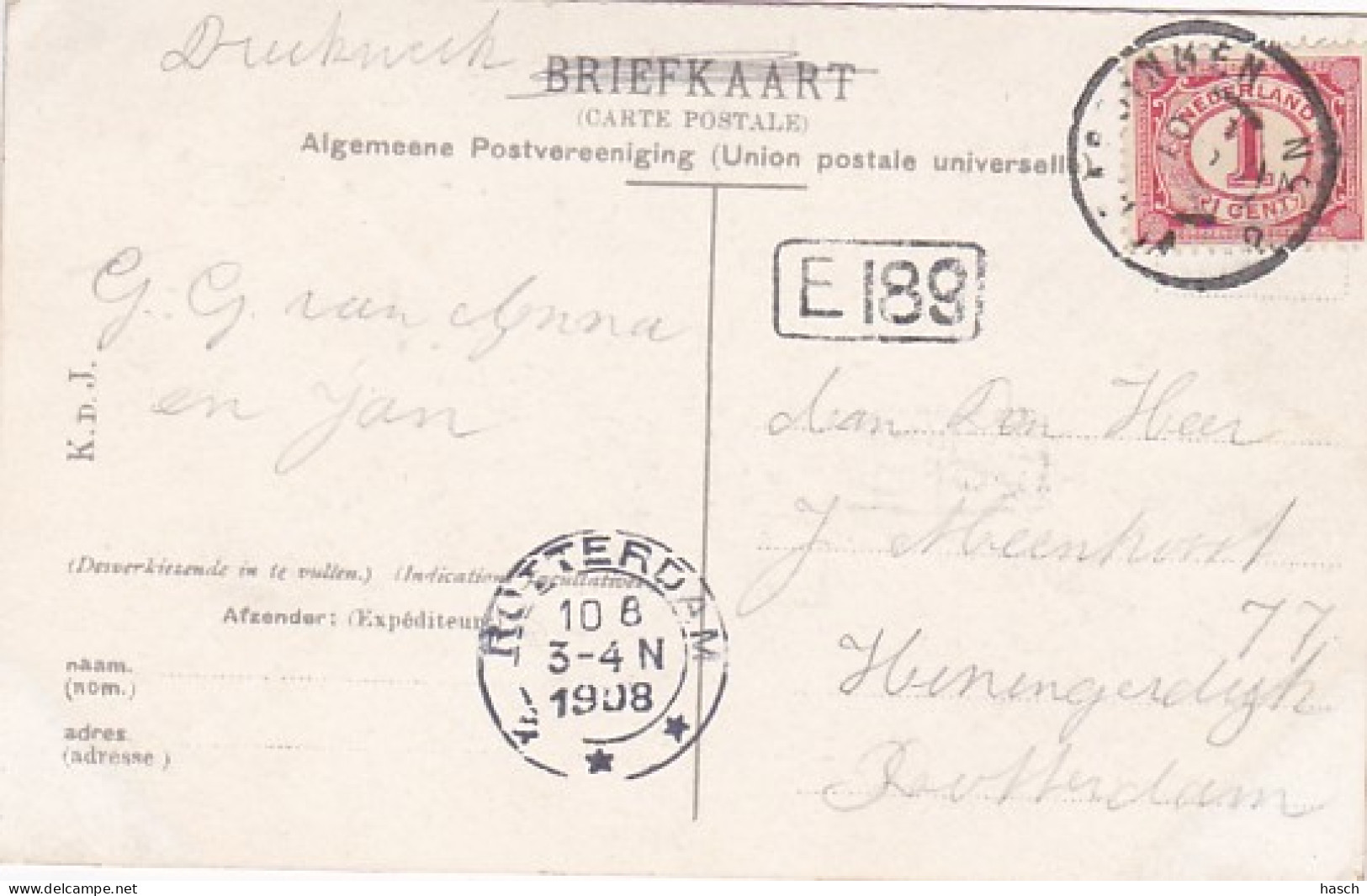 238959Vlaardingen, Waalstraat 1908 (zie Hoeken En Inktvlek) - Vlaardingen
