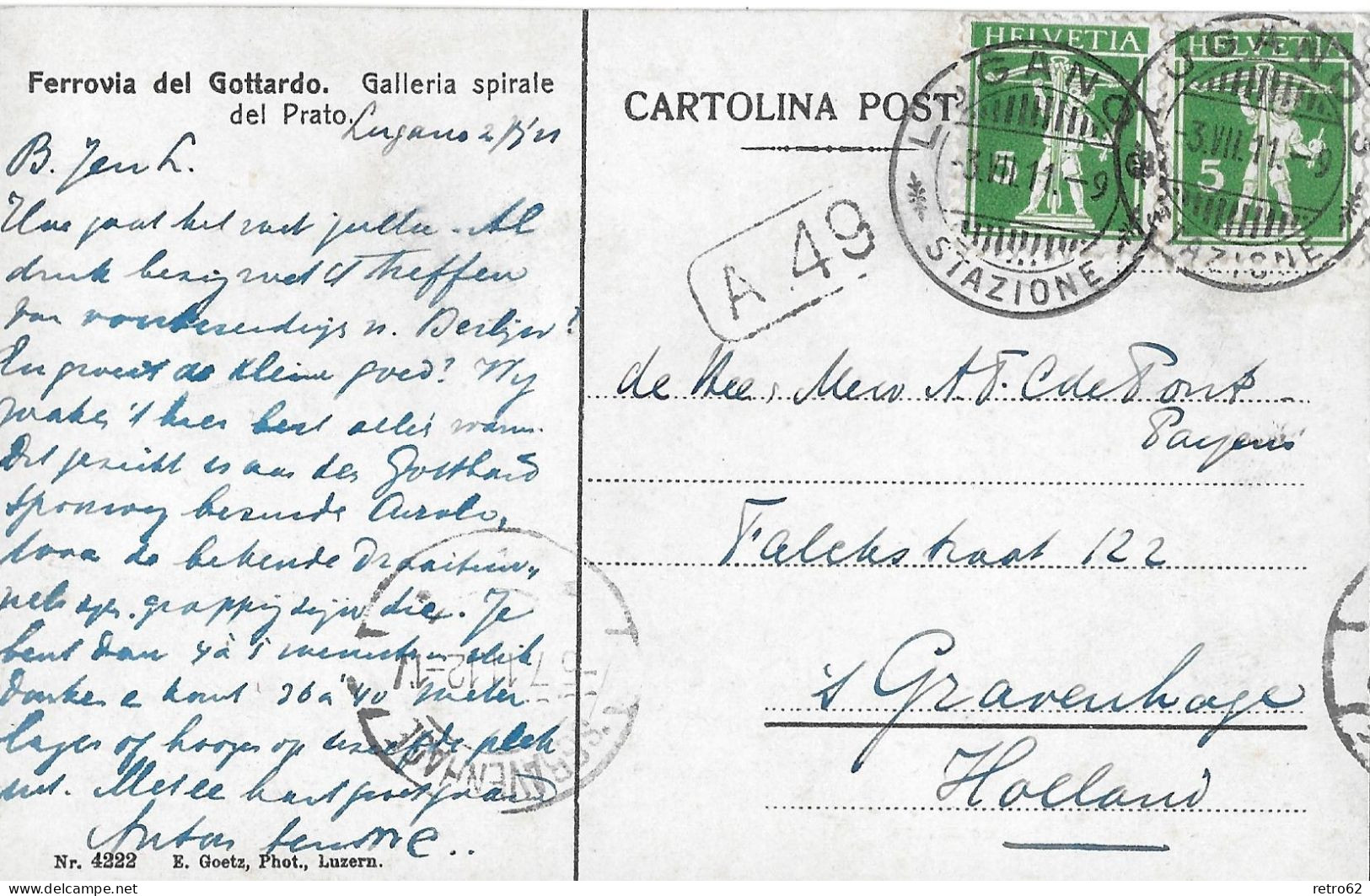 FERROVIA DEL GOTTARDO ► Galleria Spirale Del Prato Anno 1911 - Prato