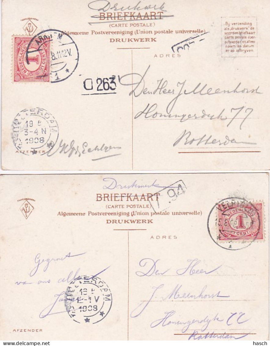 238978Arnhem, Schipbrug 1908 – Station 1908 (2 Kaarten) - Arnhem