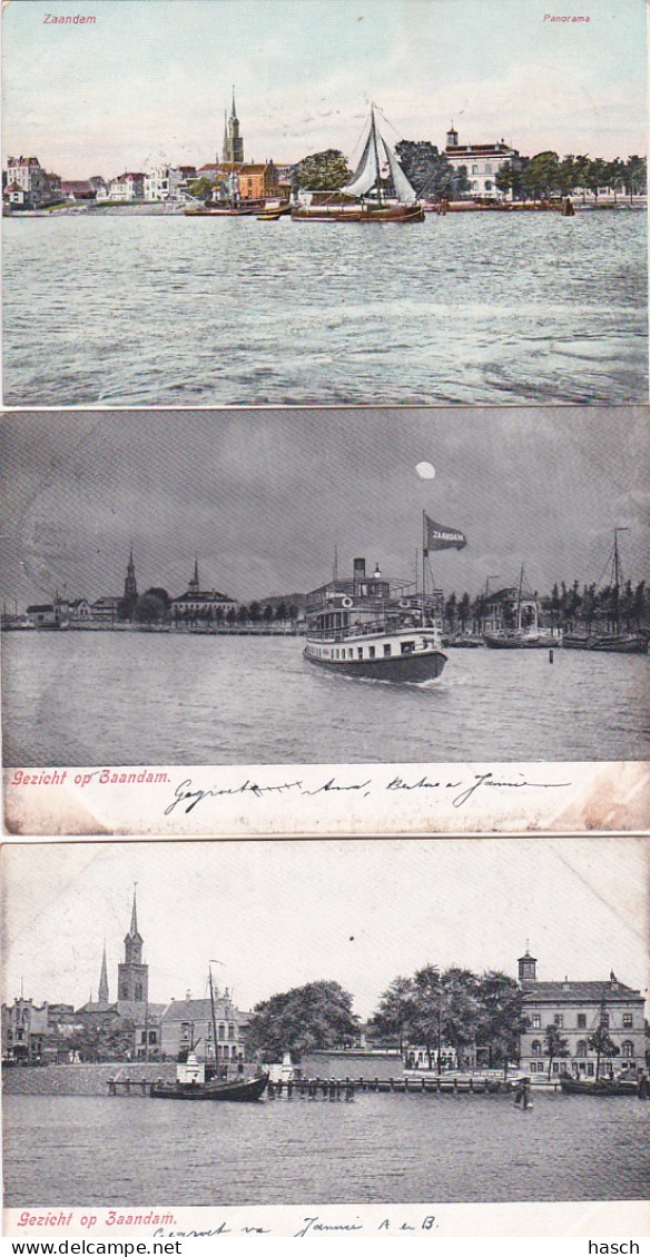 238991Zaandam, Gezicht Op Zaandam 1907 2x – Panorama 1911 (3 Kaarten) - Zaandam