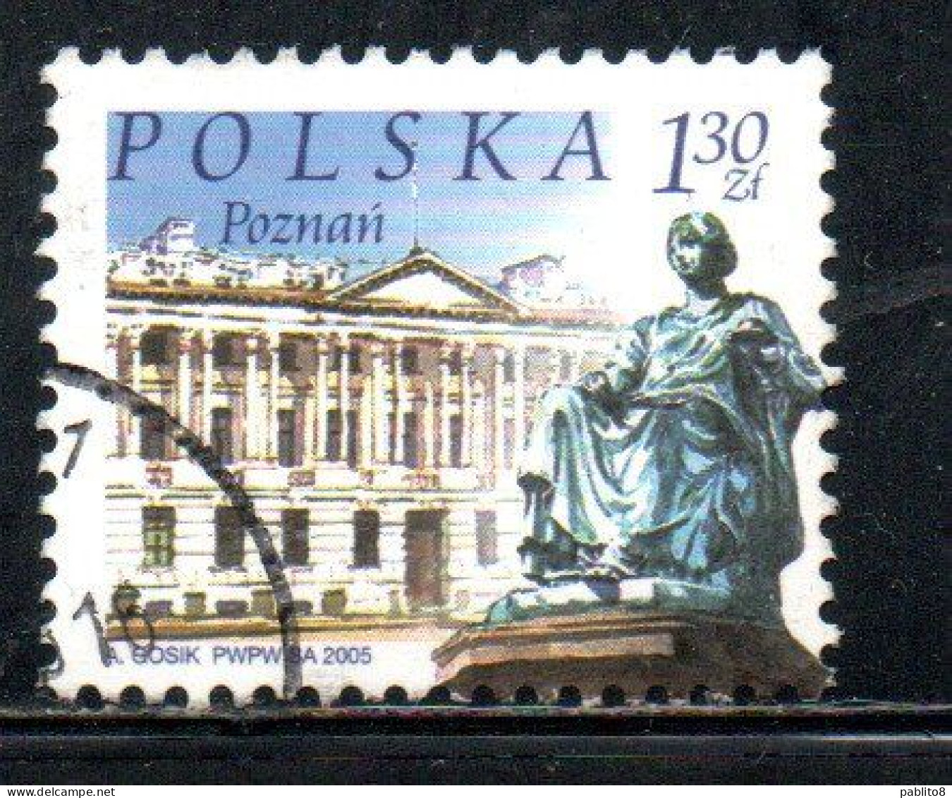 POLONIA POLAND POLSKA 2005 CITY MONUMENT OF HYGEA RACZYNSKI LIBRARY POZNAN 1.30z USATO USED OBLITERE' - Used Stamps