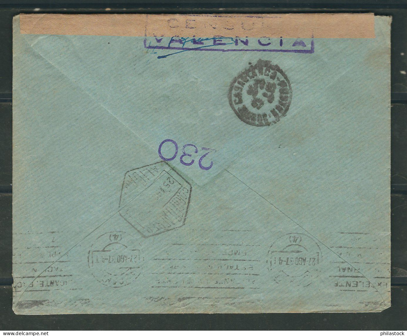 ESPAGNE 1937 Lettre Censurée De Valence Partie D'Alicante Pour Casablanca Maroc - Marques De Censures Nationalistes