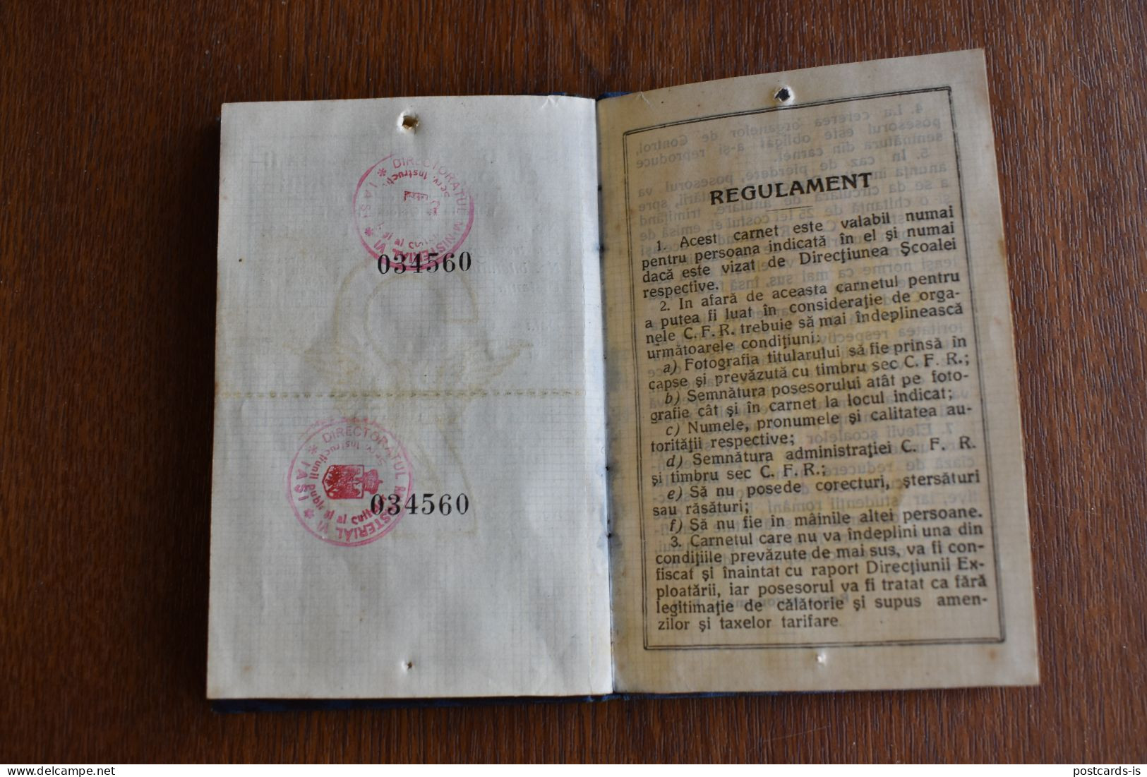 Legitimatie Romania CFR Caile Ferate Romane 1930 Carnet De Identitate Pentru Elevii Liceelor Militare Si Civile - Europa