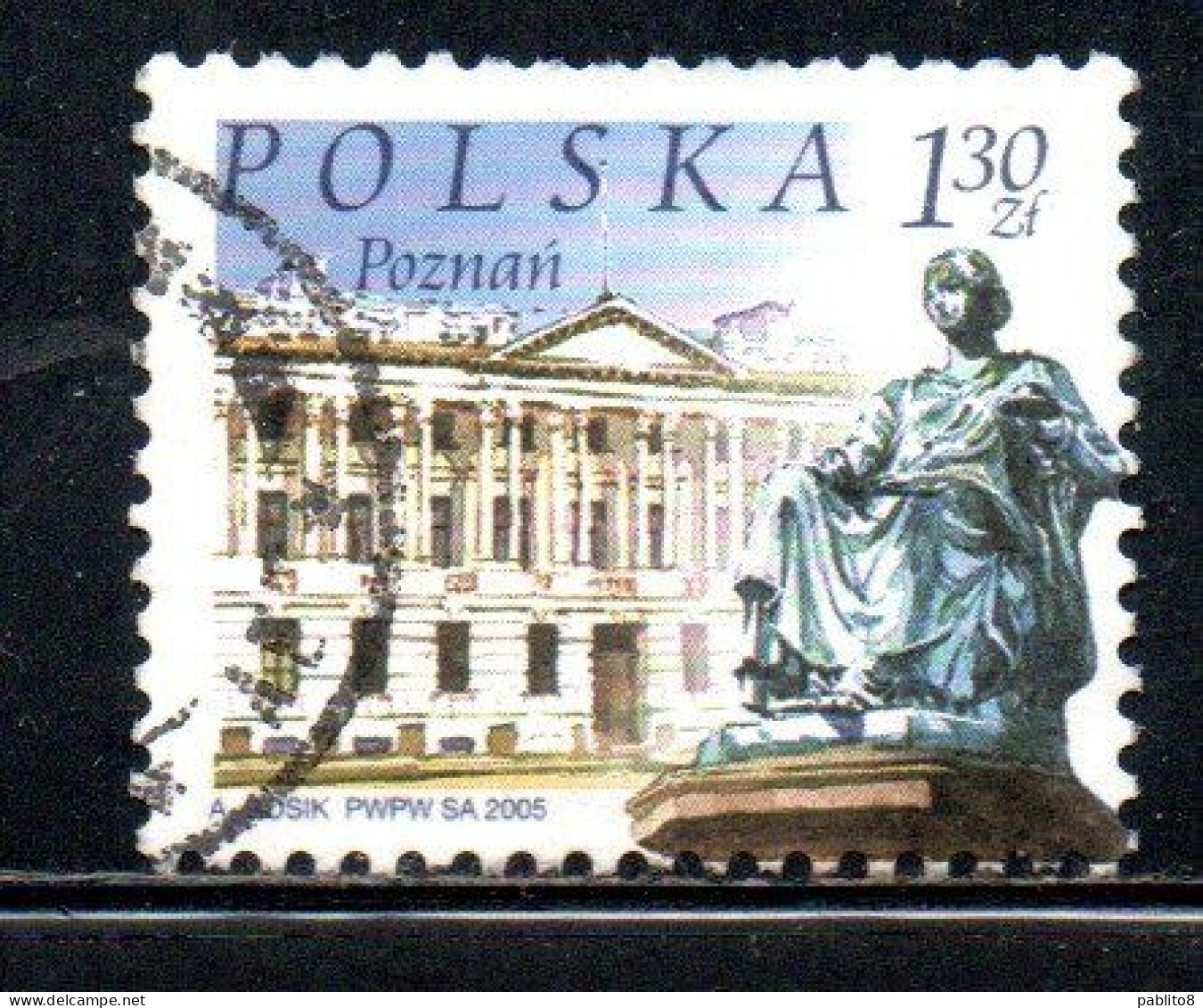 POLONIA POLAND POLSKA 2005 CITY MONUMENT OF HYGEA RACZYNSKI LIBRARY POZNAN 1.30z USATO USED OBLITERE' - Used Stamps