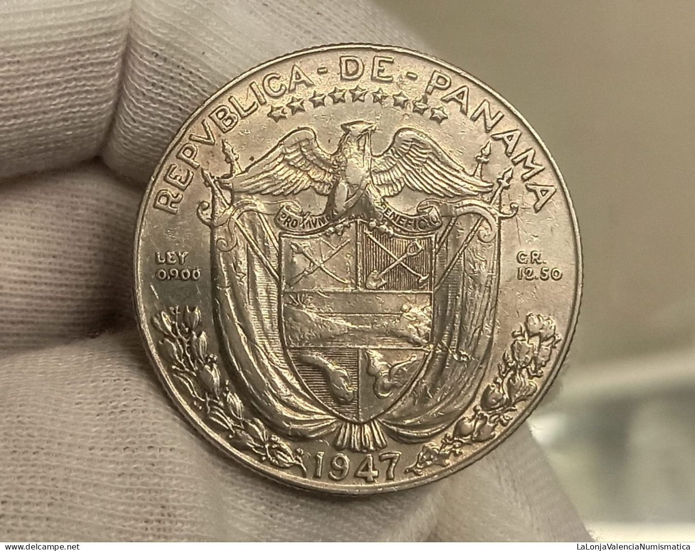 Panamá ½ Medio Balboa 1947 Km 12 Plata - Panamá