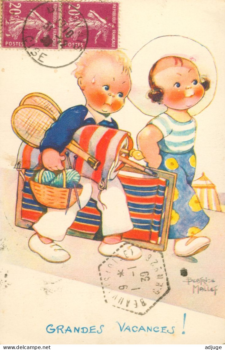 CP- Illustrateur- Béatrice LALLET - Grandes Vacances - Galanterie ? Comité Nayonal De L'Enfance - 1938 - Mallet, B.