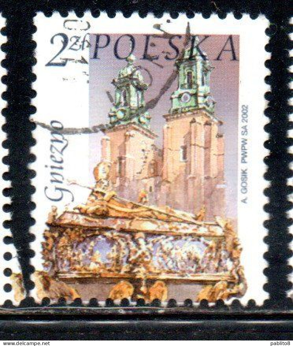POLONIA POLAND POLSKA 2002 CHURCH CATHEDRAL ST. ADALBERT'S COFFIN GNIEZNO 2z USATO USED OBLITERE' - Usati