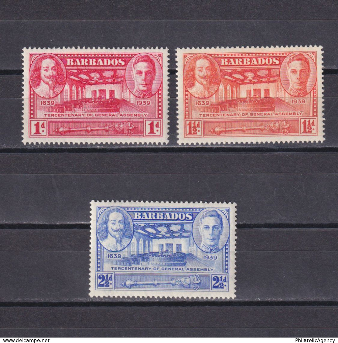 BARBADOS 1939, SG #257-260, Part Set, Tercentenary Of General Assembly, MH - Barbades (...-1966)