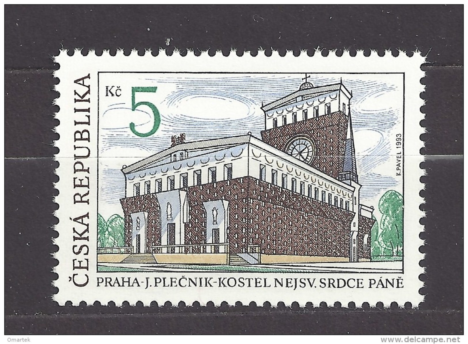 Czech Republic 1993 MNH ** Mi 6 Sc 2882 THE CHURCH OF THE SACRED HEART OF OUR LORD Prague. Tschechische Republik - Neufs