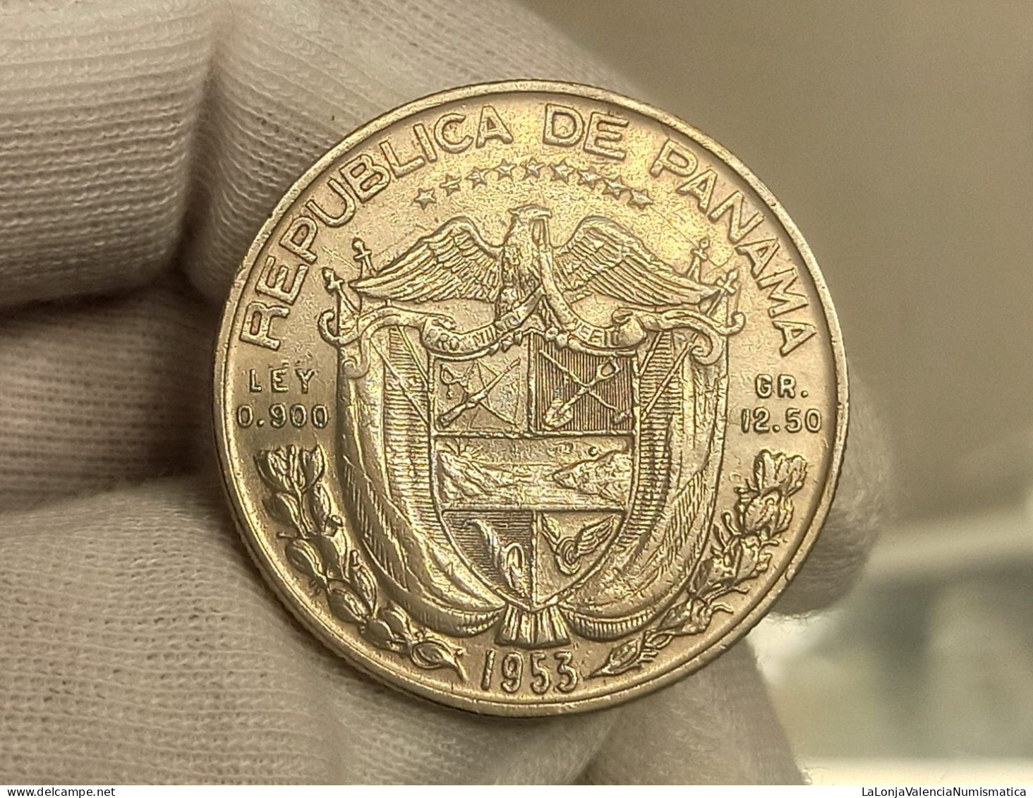 Panamá ½ Medio Balboa Commemorative 50 Aniversario 1953 Km 20 Plata - Panama