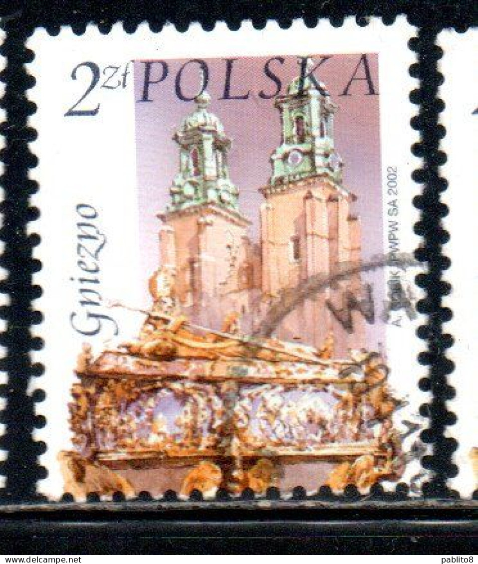 POLONIA POLAND POLSKA 2002 CHURCH CATHEDRAL ST. ADALBERT'S COFFIN GNIEZNO 2z USATO USED OBLITERE' - Gebruikt