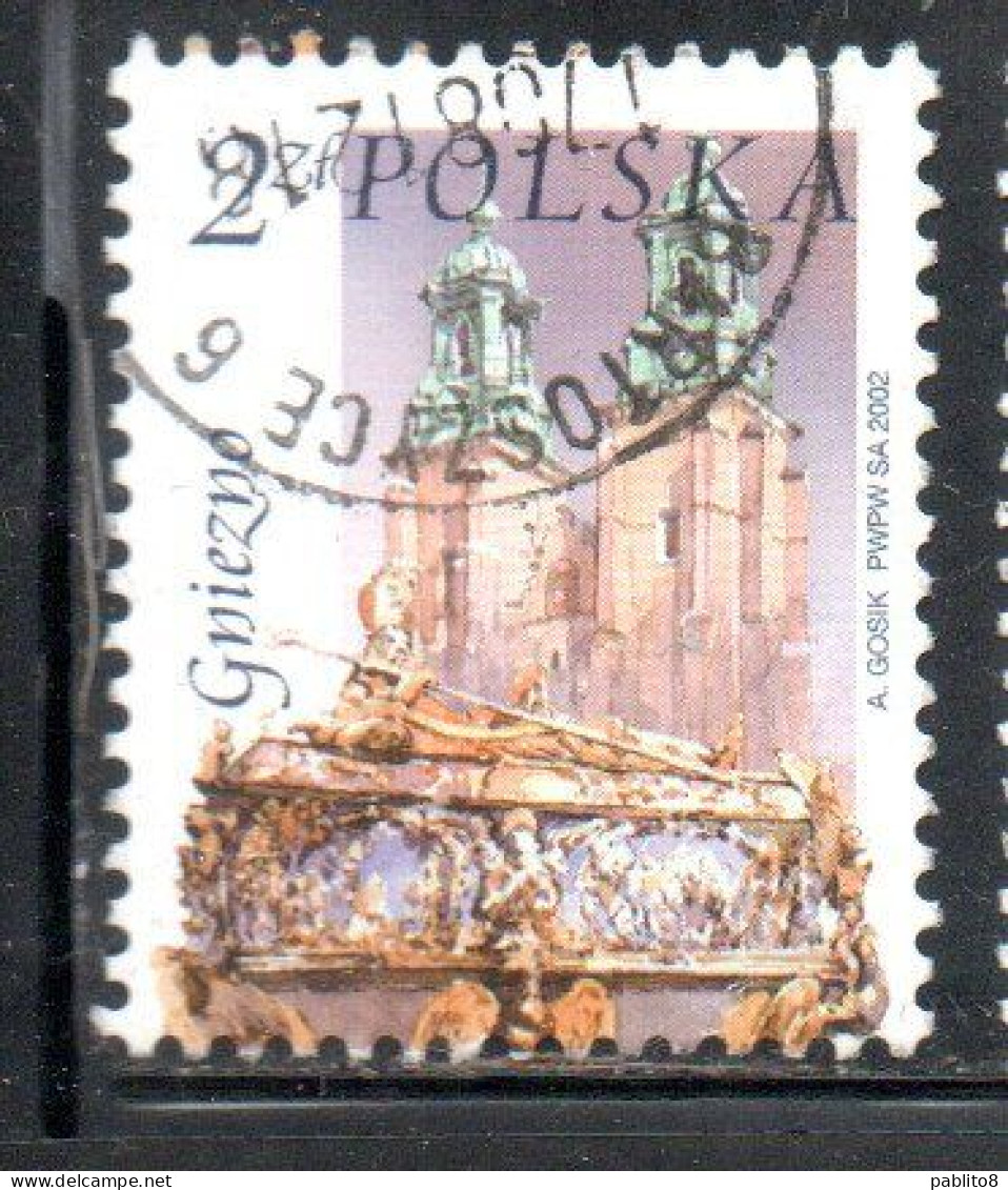 POLONIA POLAND POLSKA 2002 CHURCH CATHEDRAL ST. ADALBERT'S COFFIN GNIEZNO 2z USATO USED OBLITERE' - Used Stamps