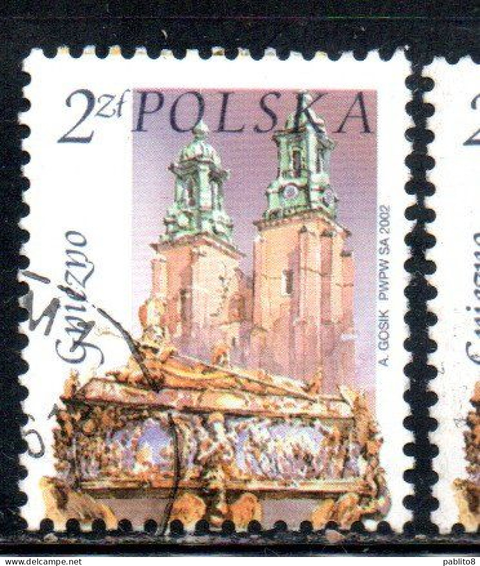 POLONIA POLAND POLSKA 2002 CHURCH CATHEDRAL ST. ADALBERT'S COFFIN GNIEZNO 2z USATO USED OBLITERE' - Oblitérés