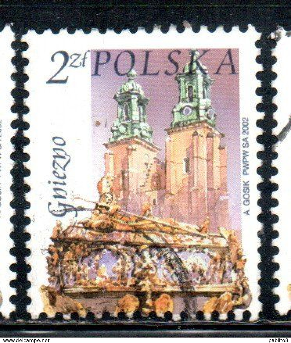 POLONIA POLAND POLSKA 2002 CHURCH CATHEDRAL ST. ADALBERT'S COFFIN GNIEZNO 2z USATO USED OBLITERE' - Used Stamps