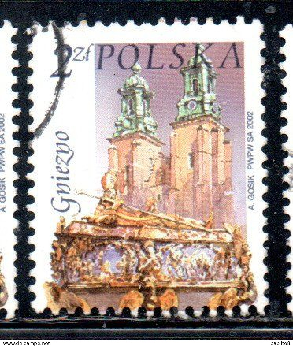 POLONIA POLAND POLSKA 2002 CHURCH CATHEDRAL ST. ADALBERT'S COFFIN GNIEZNO 2z USATO USED OBLITERE' - Used Stamps