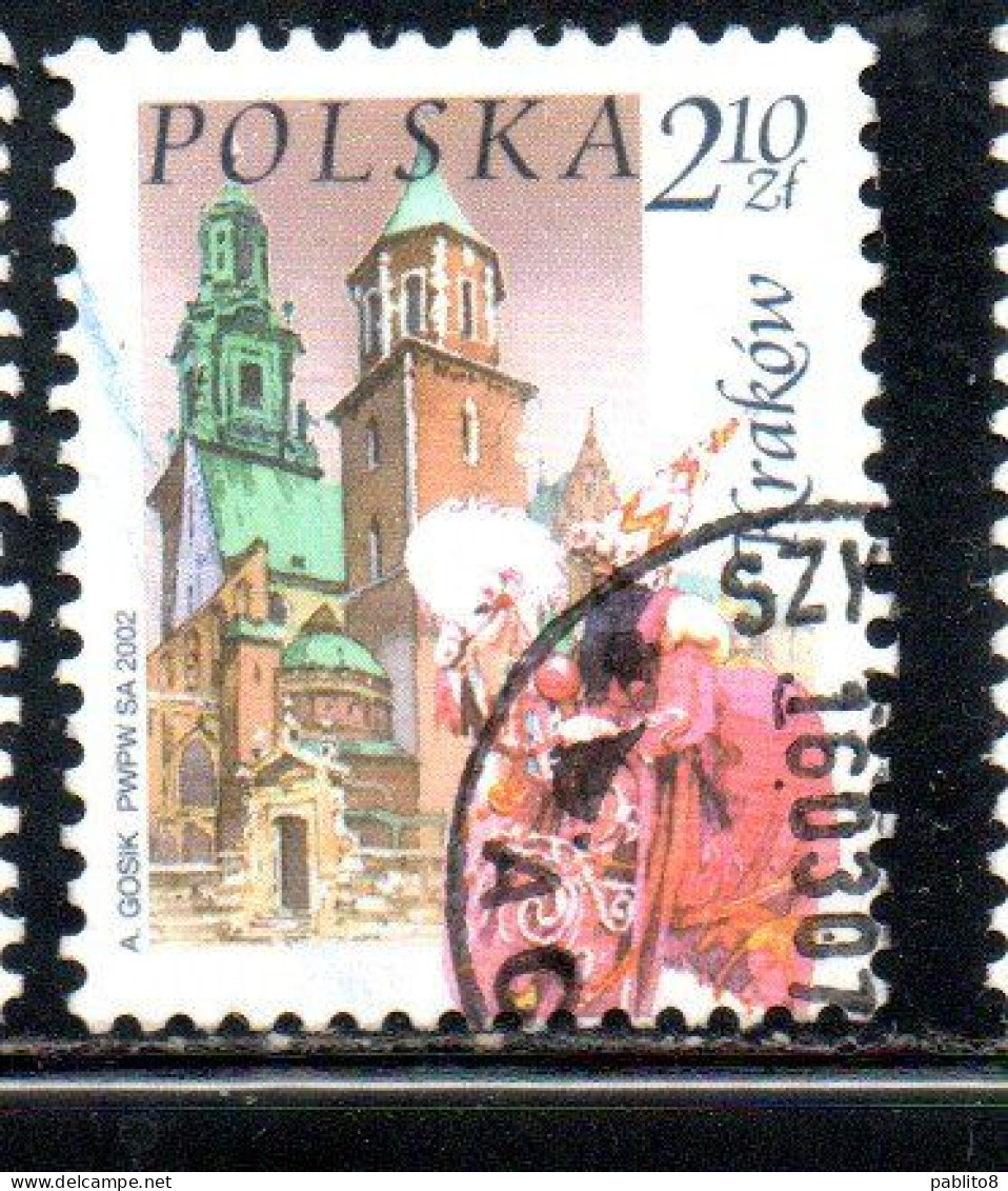 POLONIA POLAND POLSKA 2002 WAWEL CATHEDRAL ST. MARY'S CHURCH LAJKONIK CRACOW 2.10z USATO USED OBLITERE' - Oblitérés