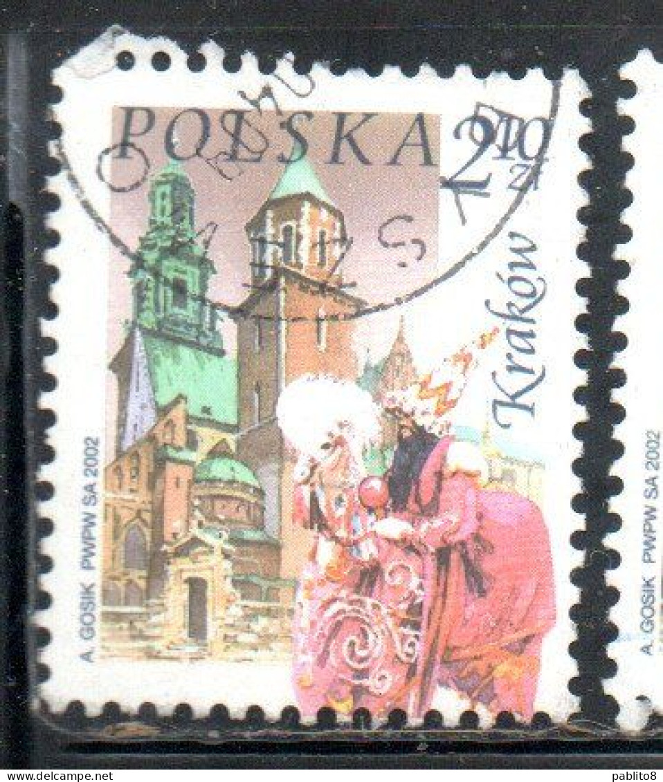 POLONIA POLAND POLSKA 2002 WAWEL CATHEDRAL ST. MARY'S CHURCH LAJKONIK CRACOW 2.10z USATO USED OBLITERE' - Used Stamps