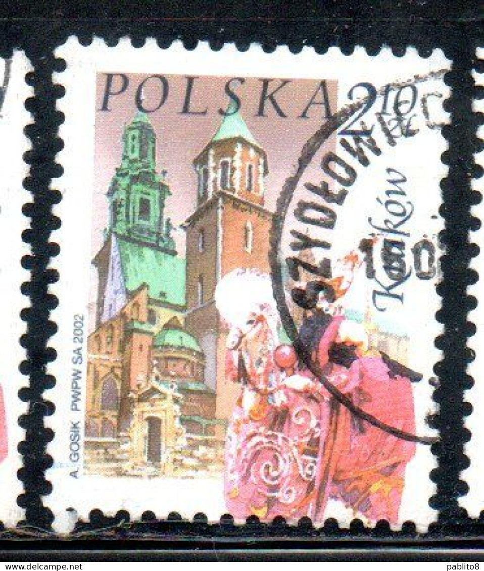 POLONIA POLAND POLSKA 2002 WAWEL CATHEDRAL ST. MARY'S CHURCH LAJKONIK CRACOW 2.10z USATO USED OBLITERE' - Usati