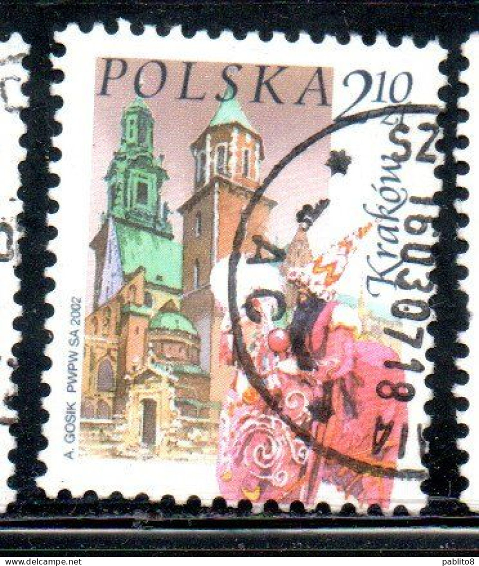 POLONIA POLAND POLSKA 2002 WAWEL CATHEDRAL ST. MARY'S CHURCH LAJKONIK CRACOW 2.10z USATO USED OBLITERE' - Gebruikt