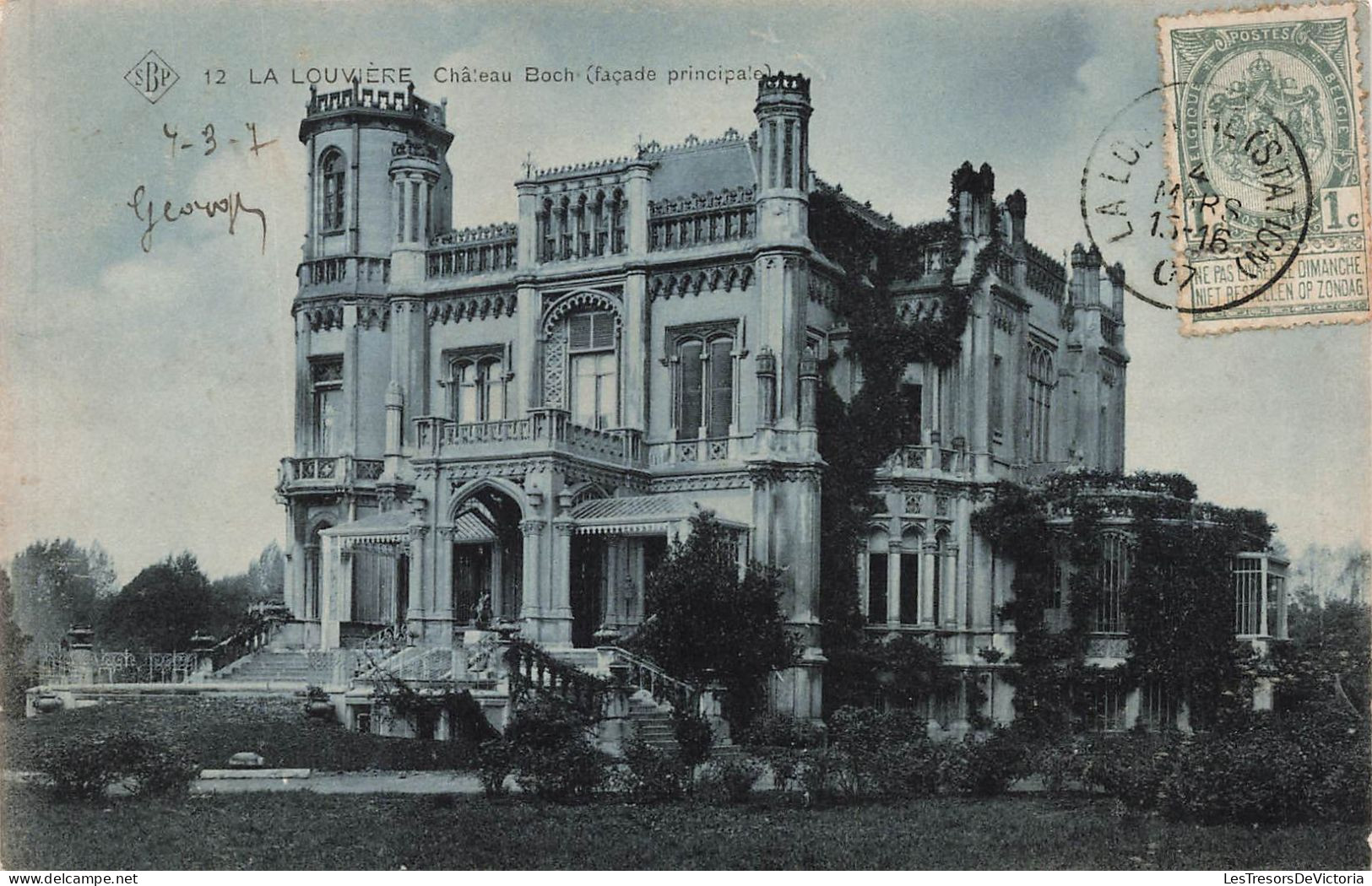 BELGIQUE - La Louvière - Château Boch - Façade Principale - Carte Postale Ancienne - La Louviere