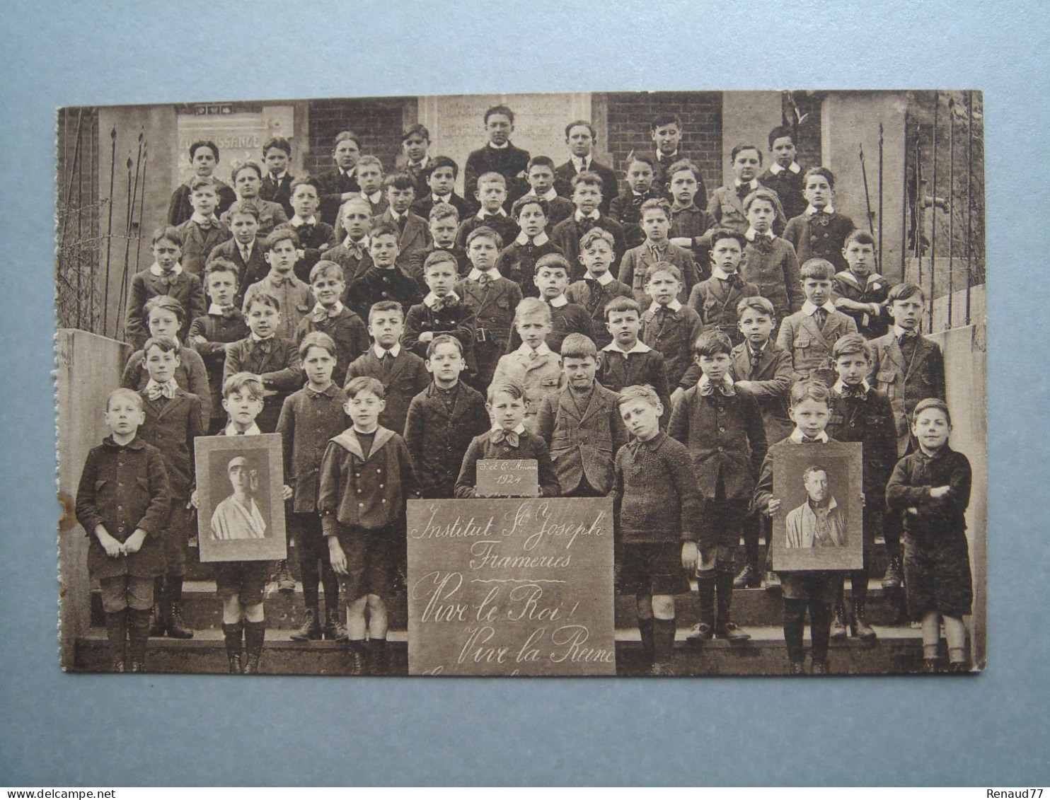 Frameries - Institut St Joseph - Vive Le Roi - Vive La Reine - 5e Et 6e Année 1924 - Frameries