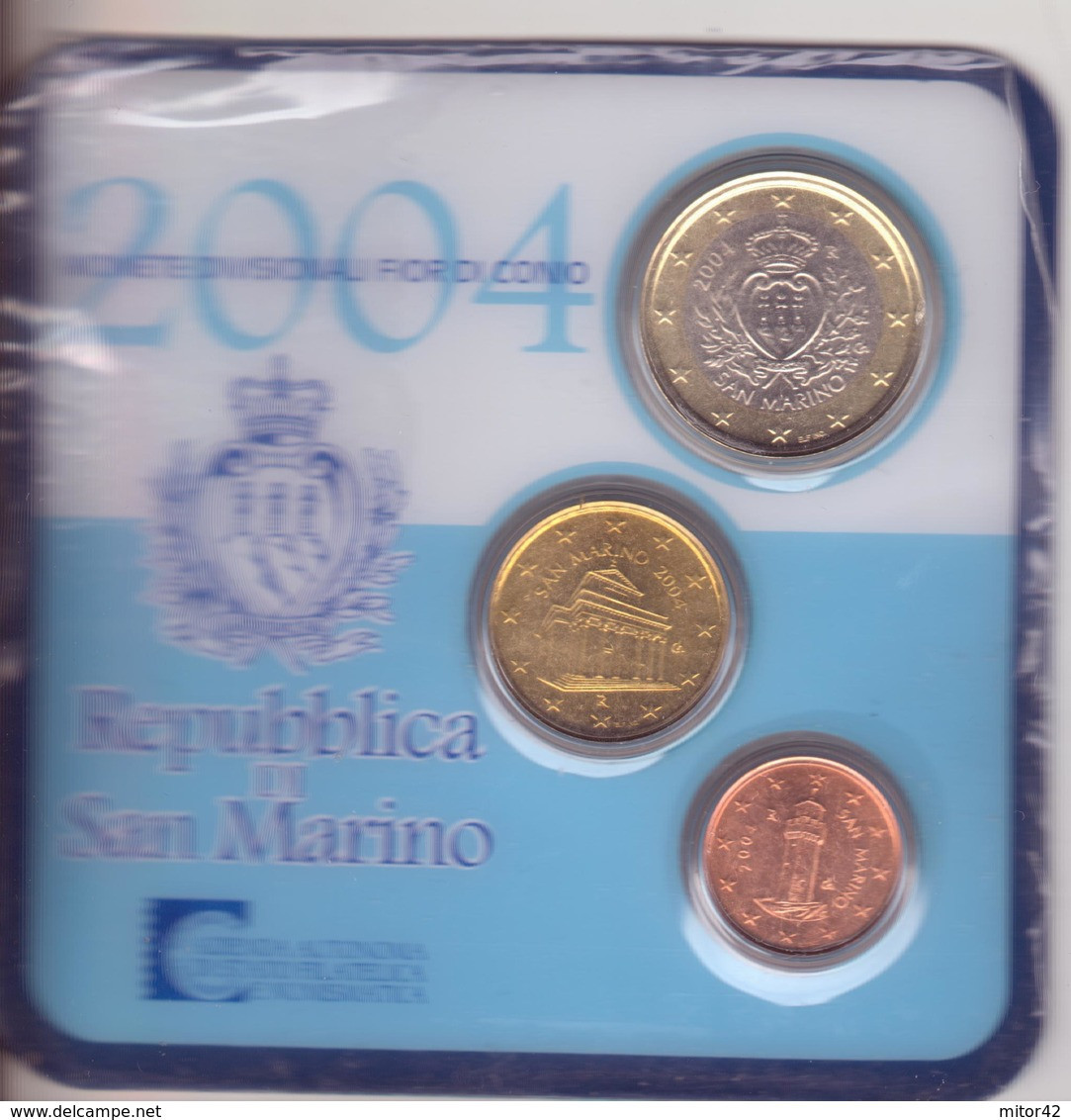 San Marino-2004Trittico-1c.+10c.+1 Euro-Unificato E.34 - San Marino