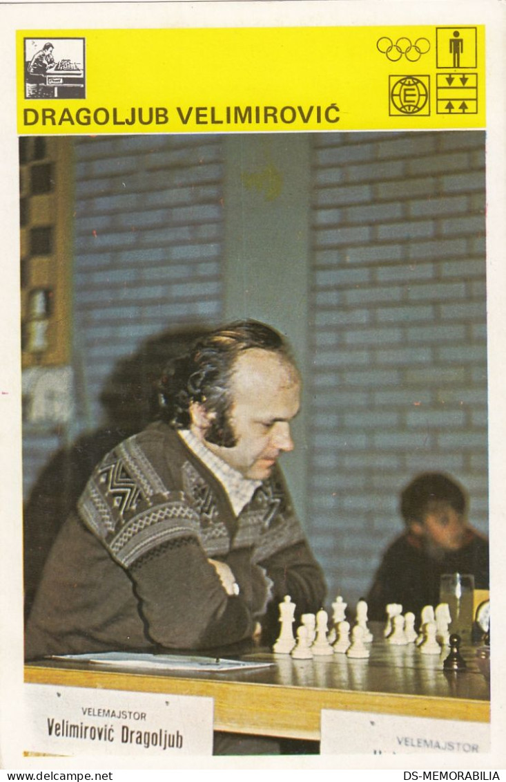Dragoljub Velimirovic Yugoslavia Chess Trading Card Svijet Sporta - Schach