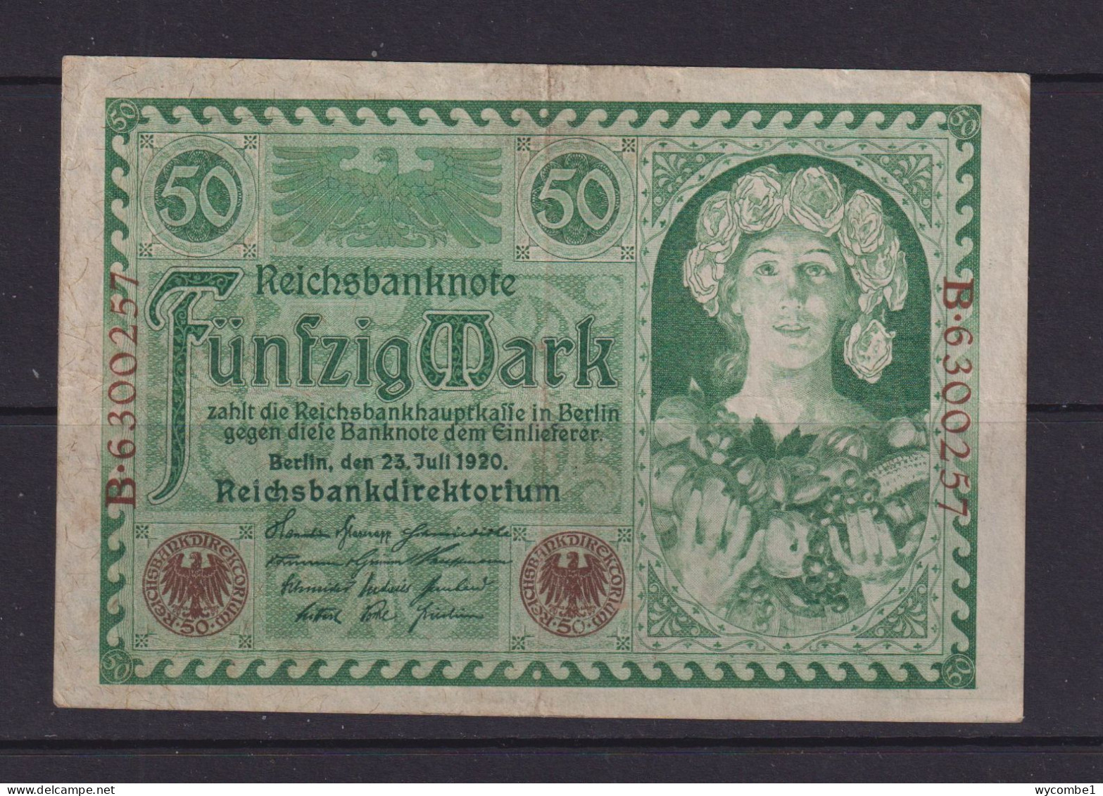 GERMANY - 1920 Reichsbanknote  50 Mark Circulated Banknote - 50 Mark