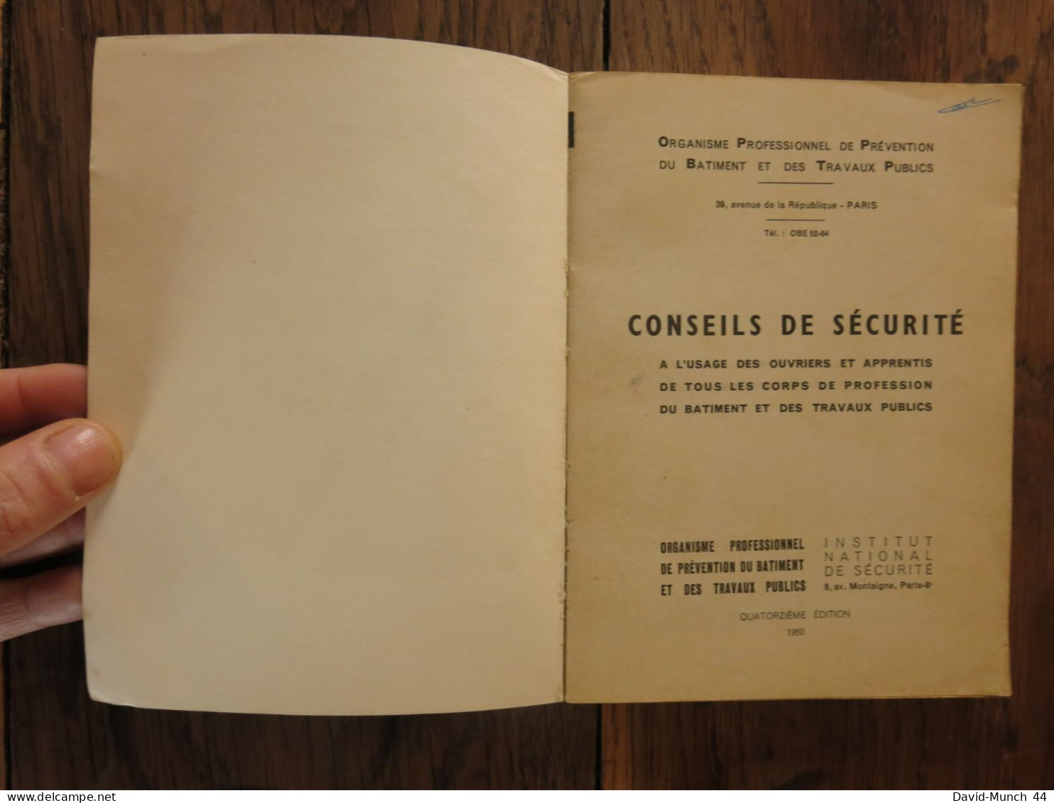 Conseils De Sécurité à L'usage Des Ouvriers Et Apprentis De Tous Les Corps De Profession. 1960 - Bricolage / Technique