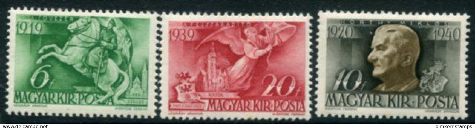 HUNGARY 1940 20th Anniversary Of Horthy Regime MNH / **.  Michel 626-28 - Neufs