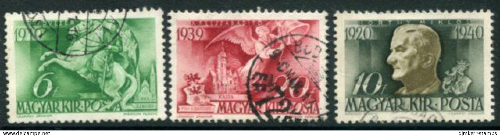 HUNGARY 1940 20th Anniversary Of Horthy Regime Used.  Michel 626-28 - Used Stamps
