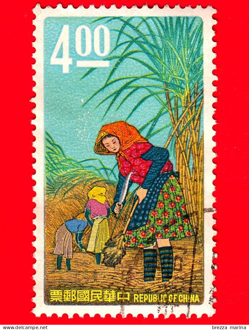 TAIWAN  - Repubblica Di Cina - Usato - 1968 - Industria Dello Zucchero - Coltivatore Che Raccoglie La Canna - 4.00 - Gebruikt