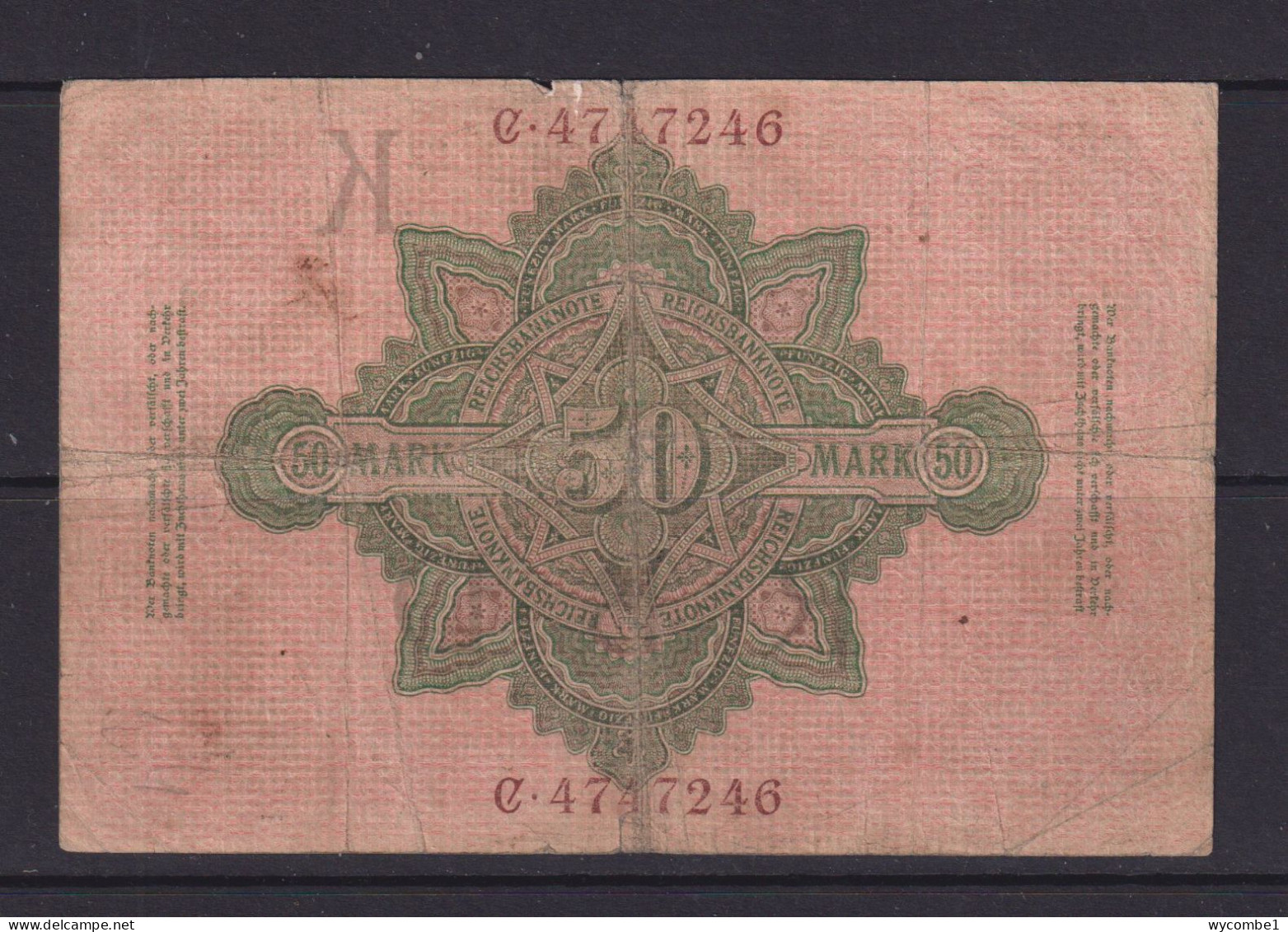 GERMANY - 1910 Reichsbanknote  50 Mark Circulated Banknote - 50 Mark