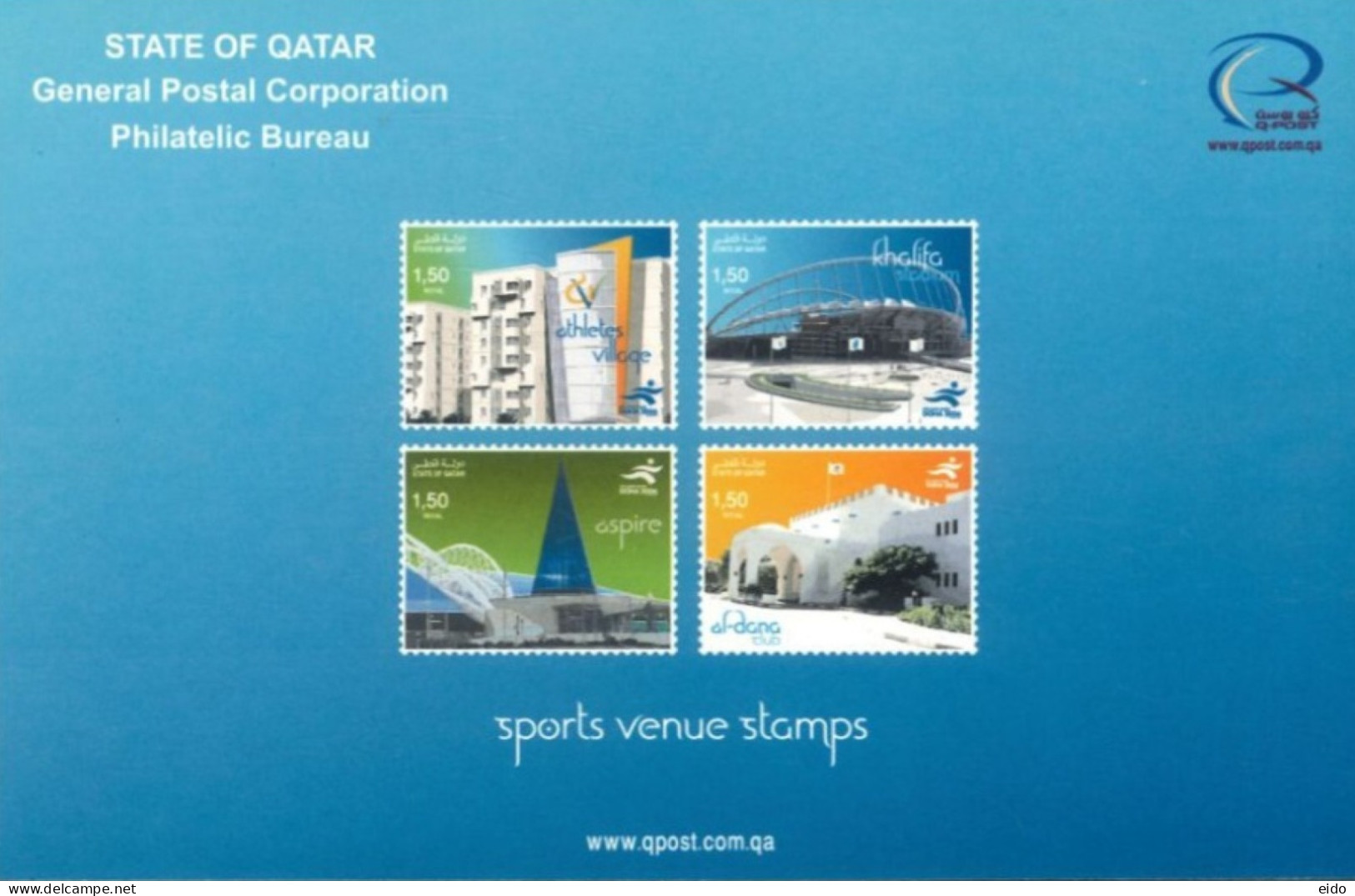 QATAR  - 2006, POSTAL STAMP BULETIN OF SPORTS VENUE STAMPS AND TECHNICAL DETAILS. - Qatar