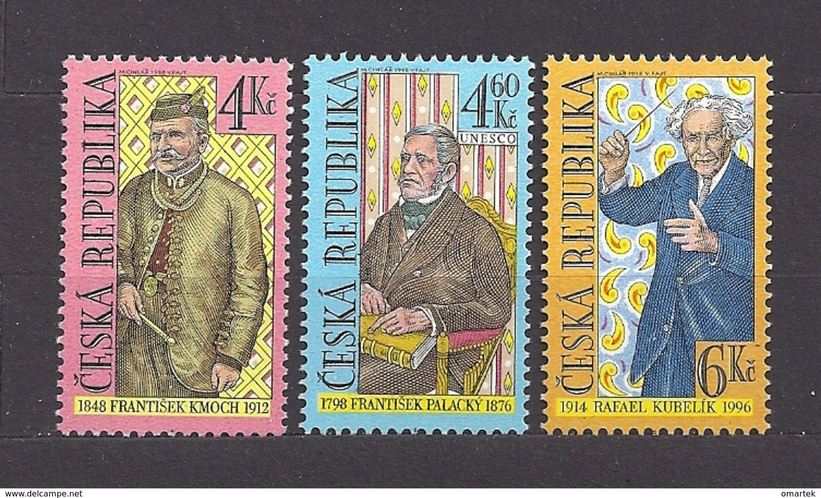 Czech Republic Tschechische Republik 1998 MNH ** Mi 184-186 Sc 3050-3052 Persönlichkeiten. Kmoch, F.Palacký, R.Kubelik - Ongebruikt