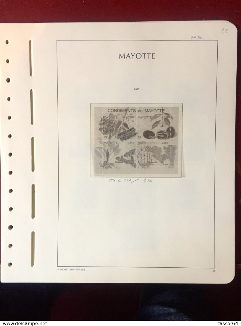 Colonie Française Mayotte 10 Feuilles Préimprimés Avec Bande Leuchtturm 2003/2008 - Für Klemmbinder