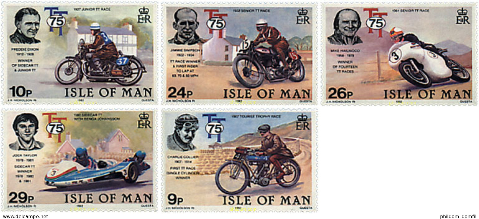 724405 HINGED MAN 1982 75 ANIVERSARIO DE LA CARRERA MOTOCICLISTA TOURIST TROPHY - Man (Ile De)