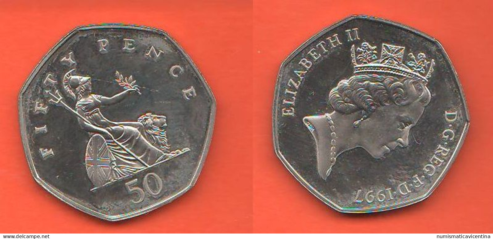 50 Pence 1997 UK England Britain Bretagne Regno Unito Inghilterra Inglaterra Ordinary Brillant Coin C 8 - 50 Pence