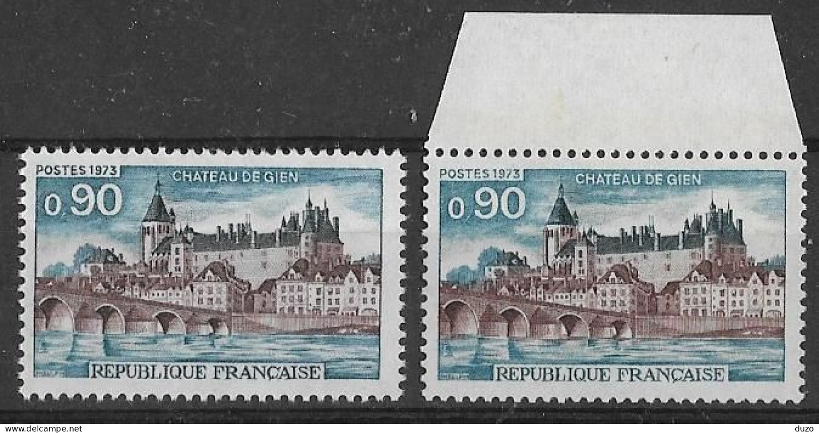 France 1973 - Variété - Gomme Tropicale - Château De Gien - Y&T N° 1758 ** Neufs Luxe  (2 Scans). - Ungebraucht