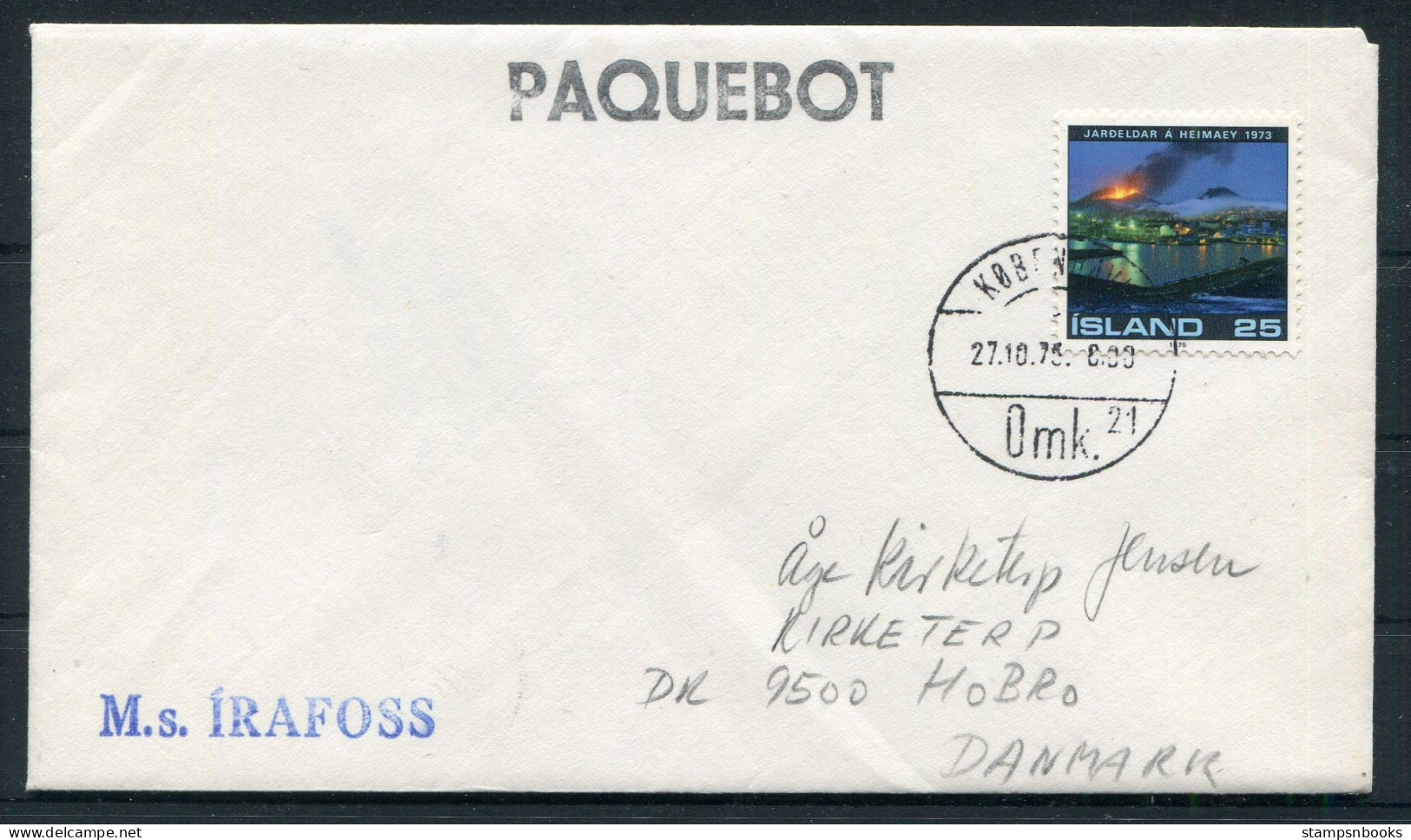 1975 Iceland M.S. IRAFOSS Ship Paquebot Cover Copenhagen  - Storia Postale