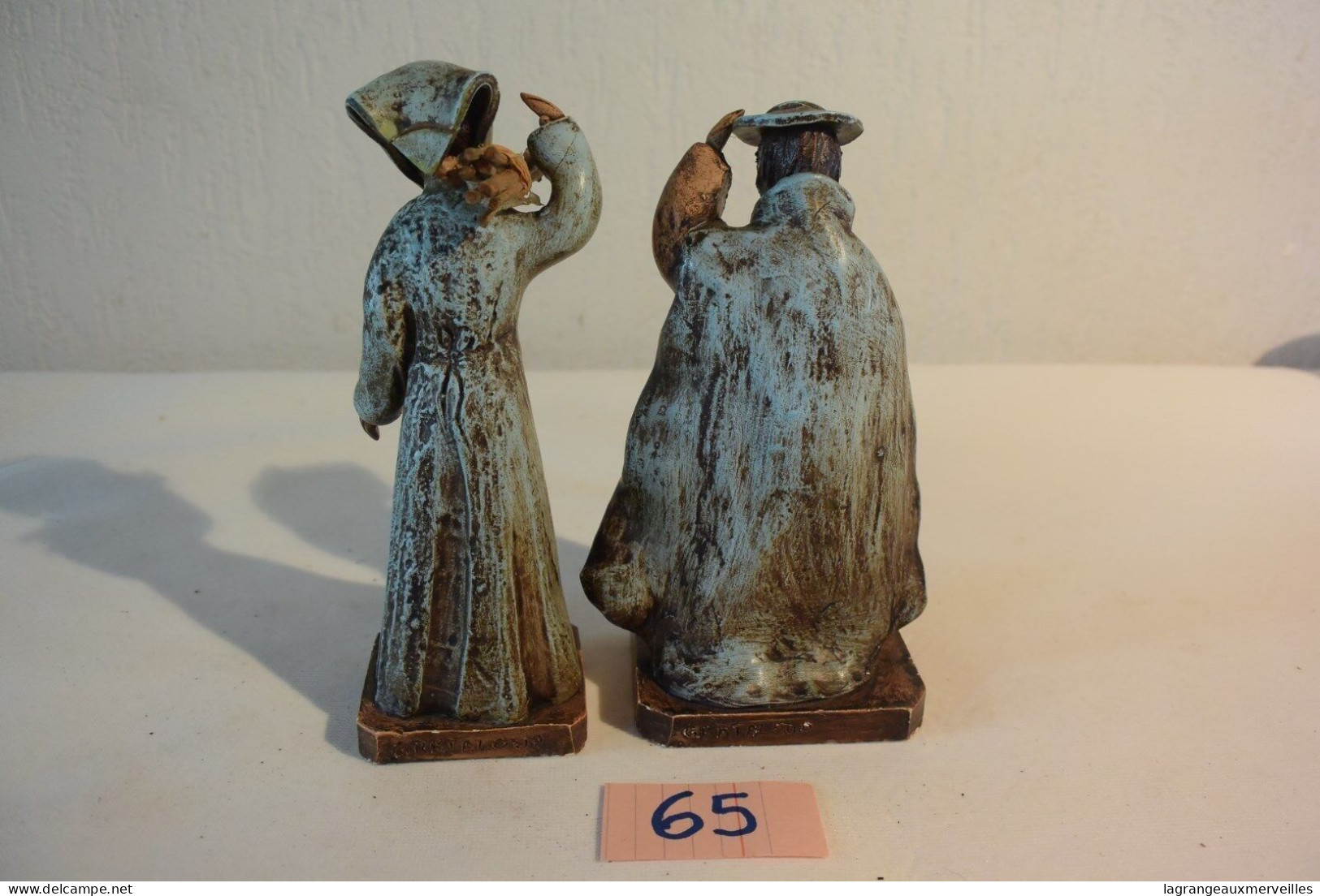 C65 2 Authentiques Statues En Plâtre Grataloup - Gesso