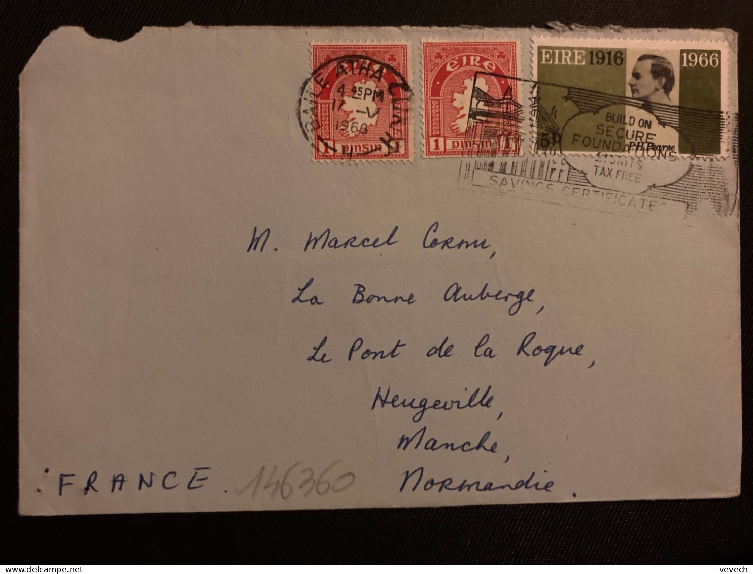 LETTRE Pour La FRANCE TP 5p + TP 1p X2 OBL.MEC.17 V 1966 ATHA - Covers & Documents